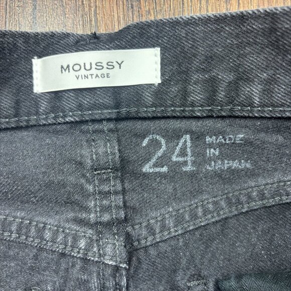 Moussy Vintage Straight Jeans Distressed Faded Black Button Fly Women’s Size 24 - Picture 6 of 12